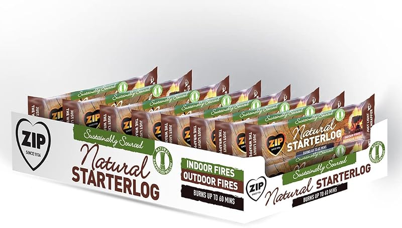 Zip Natural Starter Log 16 Pack Smokeless Wood Burner Firepit Indoor