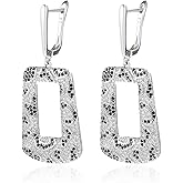 Rose Gold Hoop Earrings for Women, 925 Silver-Plated Thickened Hypoallergenic Earrings, CZ Black Gemstone-Inlaid Earrings - Women's Fashion Jewelry