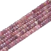 Natural Ruby Gemstone 4mm Faceted Rondelle Spacer Loose Beads 16 Inch for Jewelry Making Beads