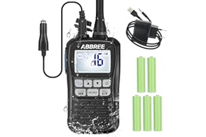 ABBREE Marine Radio VHF Handheld Radio Floating IP67 Waterproof MR-25 Long Range Noise Cancelling Mic Walkie Talkie NOAA Weather,LCD Display Vibration Water Draining Two Way Radio for Boat,Black