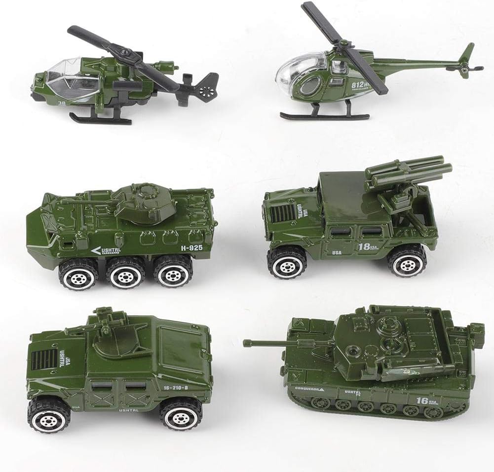 Dilwe Military Car Model, 187 6pcs Kid Child Miniature Military Car