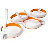 STIRLEX 4-inch Silicone Fried Egg Rings Set, 4-pack, Round Mold for Pancakes, Breakfast Sandwich, Nonstick