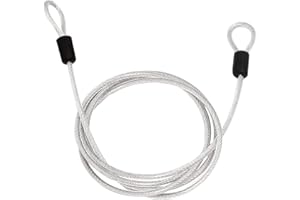 WANLIAN Safety Steel Cable, Locking Cable, Double-Loop Braided Steel Flexible Lock Cable, Silver, 200 cm Long for U-Locks, Padlocks and Disc Locks