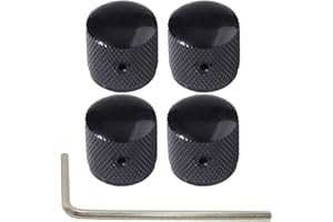 LGEGE Metal Volume Tone Dome Knobs Volume Control Knobs for Electric Guitar Bass with Inner Hexagon Spanner Black, 4 Pcs