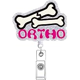 Funny Orthopedic Badge Reel Retractable Accessories for Work Ortho Xray Radiology Badge Holder with Alligator Clip Silver Nursing Student CNA RN Medical Assistant Badge Clip for ID Card