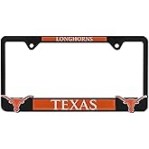 Elektroplate Officially Licensed – University of Texas Black Metal License Plate Frame with 3D Logos affixed | Premium Metal Car Tag Holder | Weather-Proof Automotive Accessory
