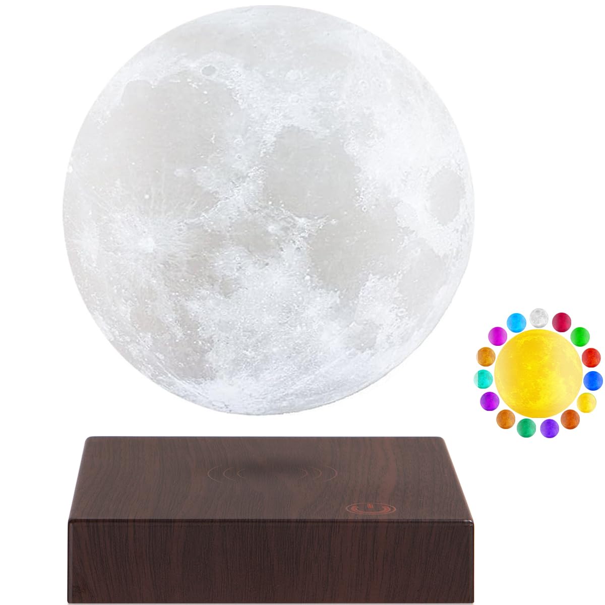 VGAzer Moon Lamp 3D Printing Magnetic Levitating Moon Light Floating Rotating Moon Lamps for Home,Office Decor,Holiday-6 Inch,16 Colors Modes