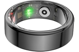 EOGBM Smart Rings for Men, Fitness Trackers for Women - Sleep Tracking Wearable - Heart Rate - Blood Oxygen - IP68 Waterproof (Black, 10#)