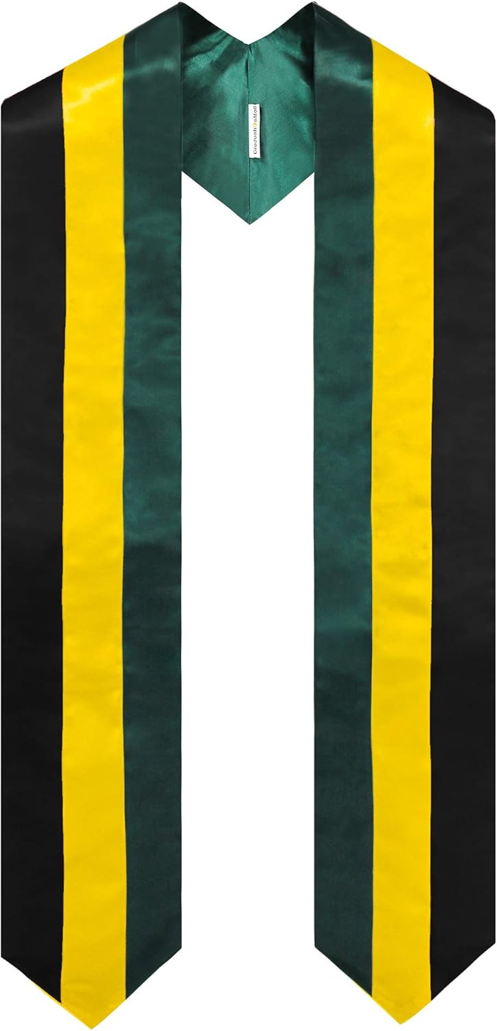 GraduationMall Jamaica Flag Graduation Stole Embroidery Sash for International Students 72" in Length: Clothing