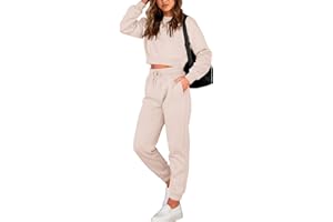 BTFBM Women 2 Piece Outfits Long Sleeve Crop Top Pullover Drawstring Pant Jogger Set Casual Sweatsuits Tracksuit Pockets