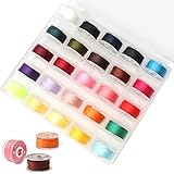 NUTJAM 25 Pcs Sewing Bobbin Thread Kit with Clear Storage Box, Bobbins Embroidery Thread Standard Size for Embroidery and Sew