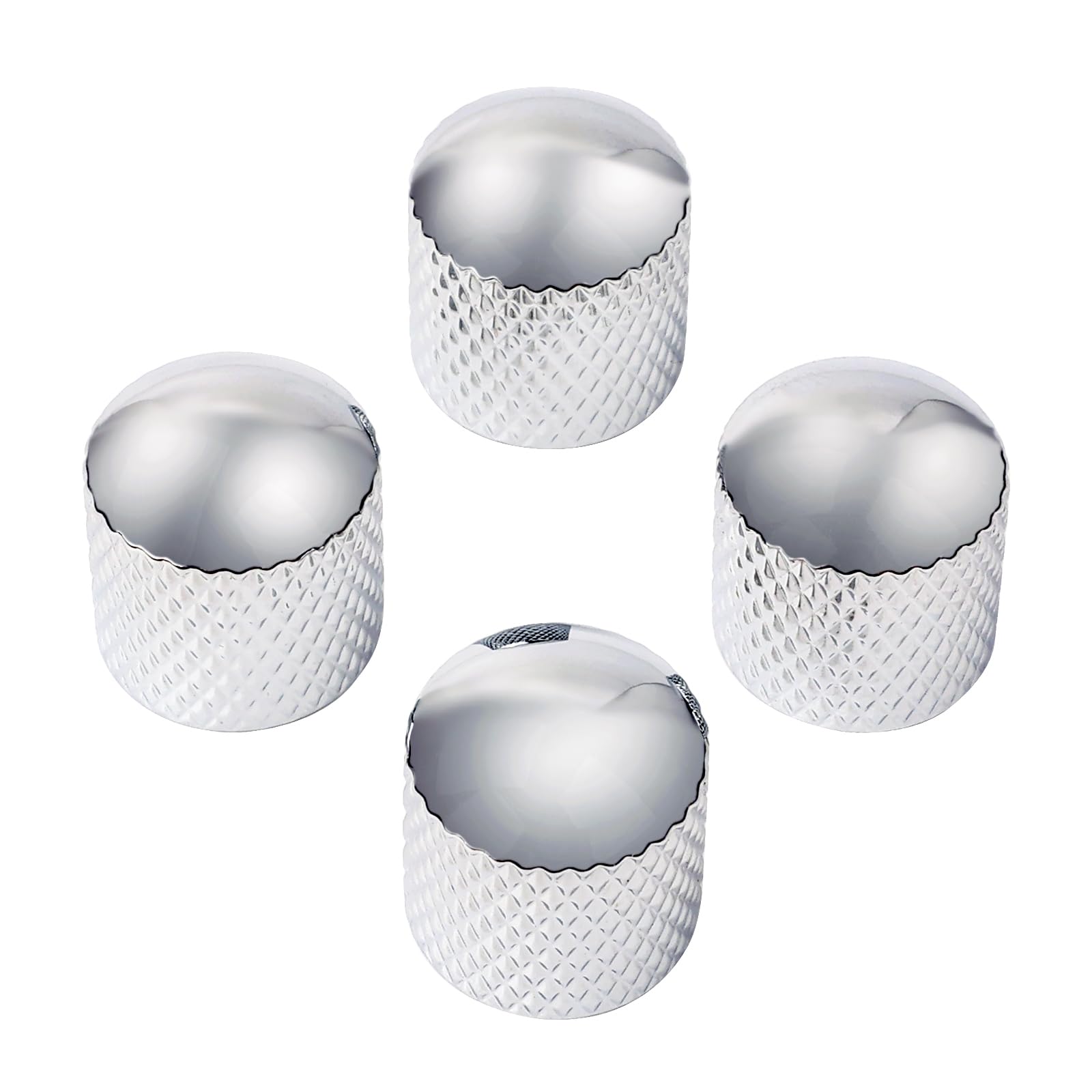 Banworks Electric Guitar Metal Control Knobs Metric 6mm (15/64") Speed Knob Dome Top Knobs Hat 18-Spline for Squier Telecaster Tele Super Strat ST Electric Guitars Pack of 4 JT/XN-05 Chrome