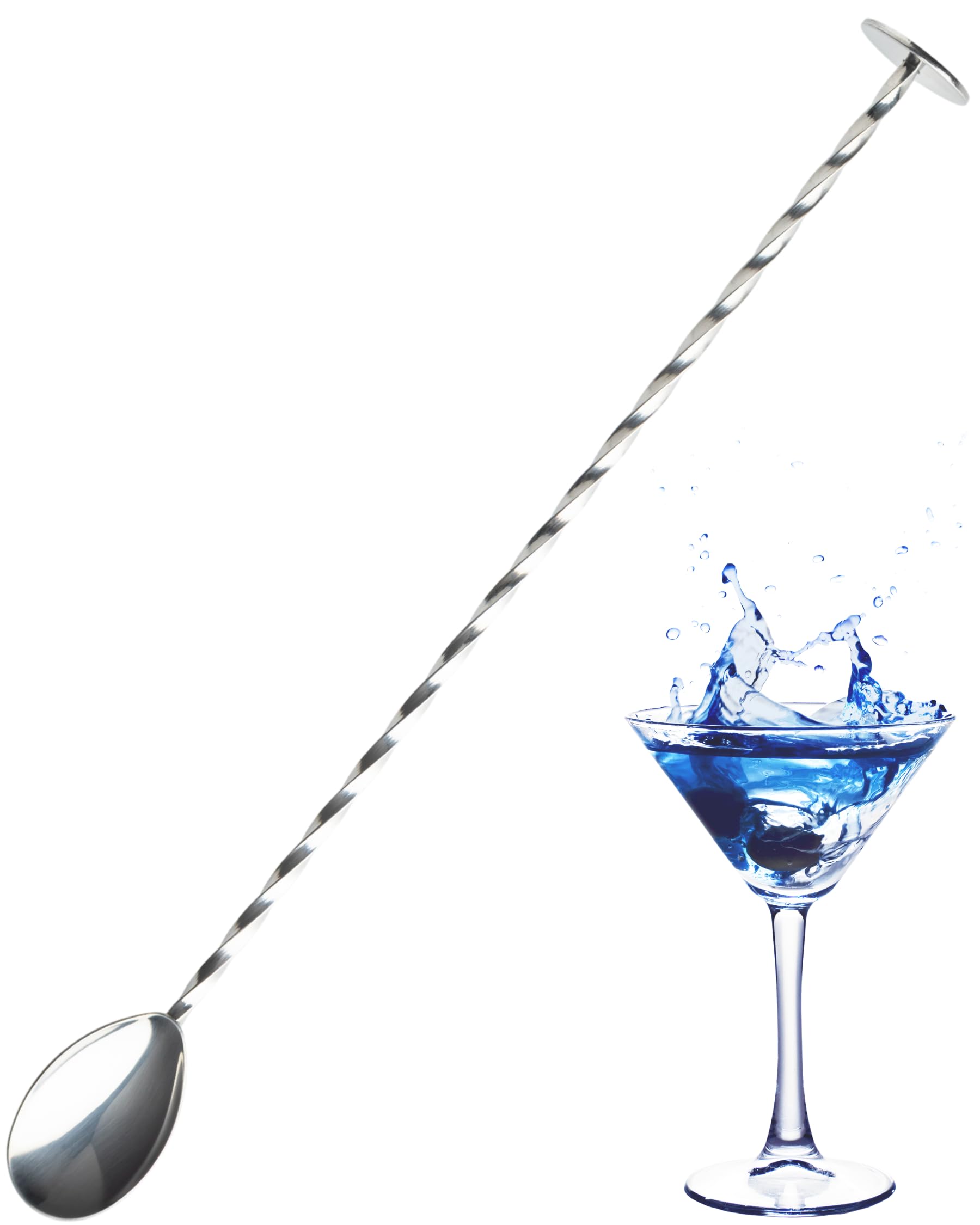 Premium Silver Stainless Steel Taproom Cocktail Mixing Spoon - Professional Long Handled Bartender Mixer Tool. Ideal for Home & Professional Bar Use, Durable & Efficient. 5 Year Guarantee.
