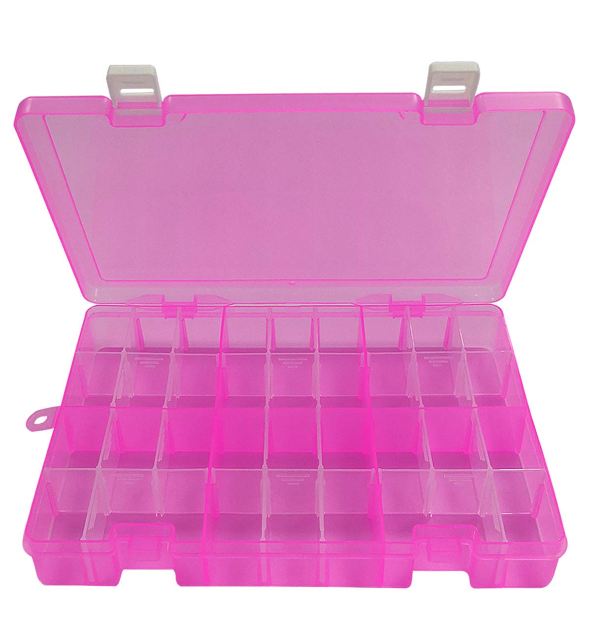 Qualsen Storage Box with Compartments, 34 Grids Plastic Organiser Box with Lids,Bead Organizer Boxes with Adjustable Divider Craft Storage Box for Jewelry Beads Small Accessories(Pink)