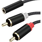 Froggen 3.5mm Female to 2 RCA Male Stereo Cable, 3.5mm to RCA Bi-Directional AUX Auxiliary Y Cable Gold Plated Adapter Compatible for TV,Smartphones, MP3, Tablets, Speakers,Home Theater