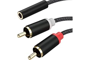 Froggen 3.5mm Female to 2 RCA Male Stereo Cable, 3.5mm to RCA Bi-Directional AUX Auxiliary Y Cable Gold Plated Adapter Compatible for TV,Smartphones, MP3, Tablets, Speakers,Home Theater