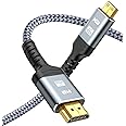 Mini HDMI to HDMI Cable 6FT,Snowkids Mini HDMI to HDMI 2.0 Cord(4K 60Hz,2K 165Hz) Bi-Directional Mini HDMI Male,Nylon Braided