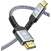 Mini HDMI to HDMI Cable 6FT,Snowkids Mini HDMI to HDMI 2.0 Cord(4K 60Hz,2K 165Hz) Bi-Directional Mini HDMI Male,Nylon Braided