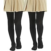 MANZI Fleece Lined Tights for Girls Thick Footed Girls Tights Age 2-10 Ultra-soft 2 Pairs 400-Denier