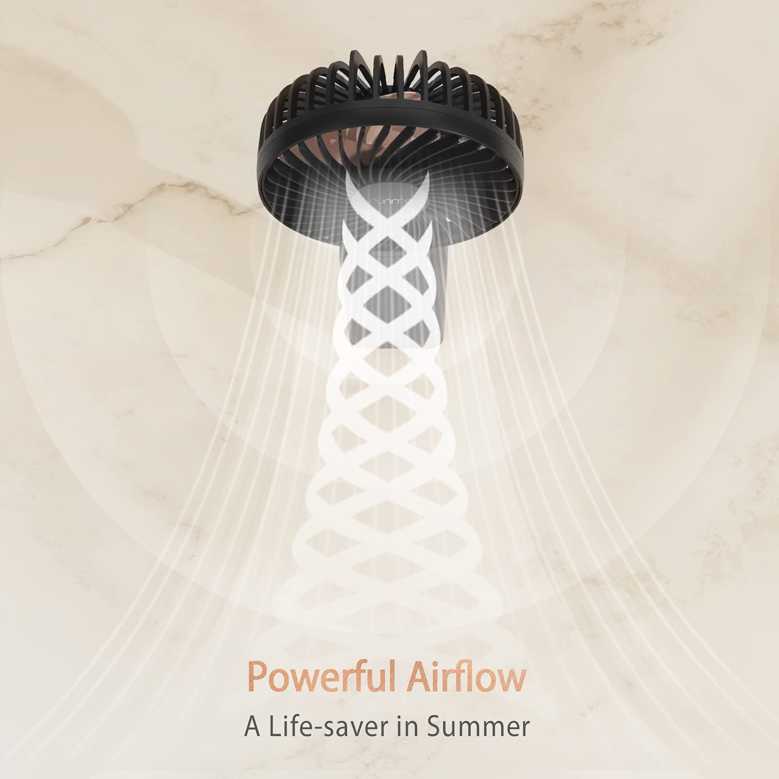OUTXE Funme Handheld Fan 10000mAh Desk Fan Portable Battery Travel Fan, Powerful Airflow, Last 9-53 hrs for Travel, Camping and Outdoor Activities