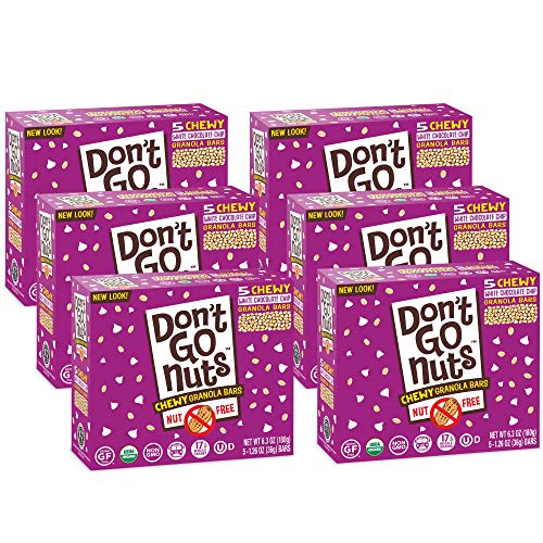 Don't Go Nuts Organic Chewy Granola Bars, White Chocolate Chip, Non GMO, Gluten & Nut Free, Whitewater Chomp, 30 Count