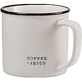 Santa Barbara Design Studio Black and White Coffee Cups Face-to-Face Designs Stoneware Mug, 16-Ounce, + Jesus