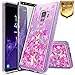Galaxy S9+ Plus Case with Screen Protector (3D PET Full Coverage) for Girls Women, NageBee Glitter Liquid Floating Sparkle Bling Waterfall Diamond Cute Case for Samsung Galaxy S9+ /S9 Plus -Butterfly