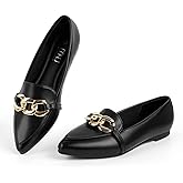 MUSSHOE Loafers for Women Comfortable Flats: Pointed Toe Suede Slip On Dress Shoes with Gold Chain - Memory Foam Arch Support for Business Casual Work Office