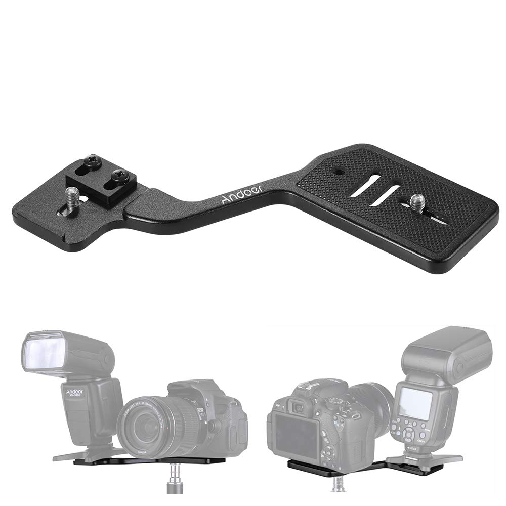 Andoer Dual Flash Bracket Tripod Mount for 1/4 inch Screw Camera Studio Video Light Stand External Flash Speedlite