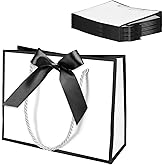 Fanmayhe 12 Pcs Thank You Gifts Bags with Handles,Medium Gifts Bags Bulk with Green Bow Ribbon for Wedding Bridesmaid Baby Shower Housewarming Birthday Christmas Thanksgiving,11 X 7.87 X 3.93 In