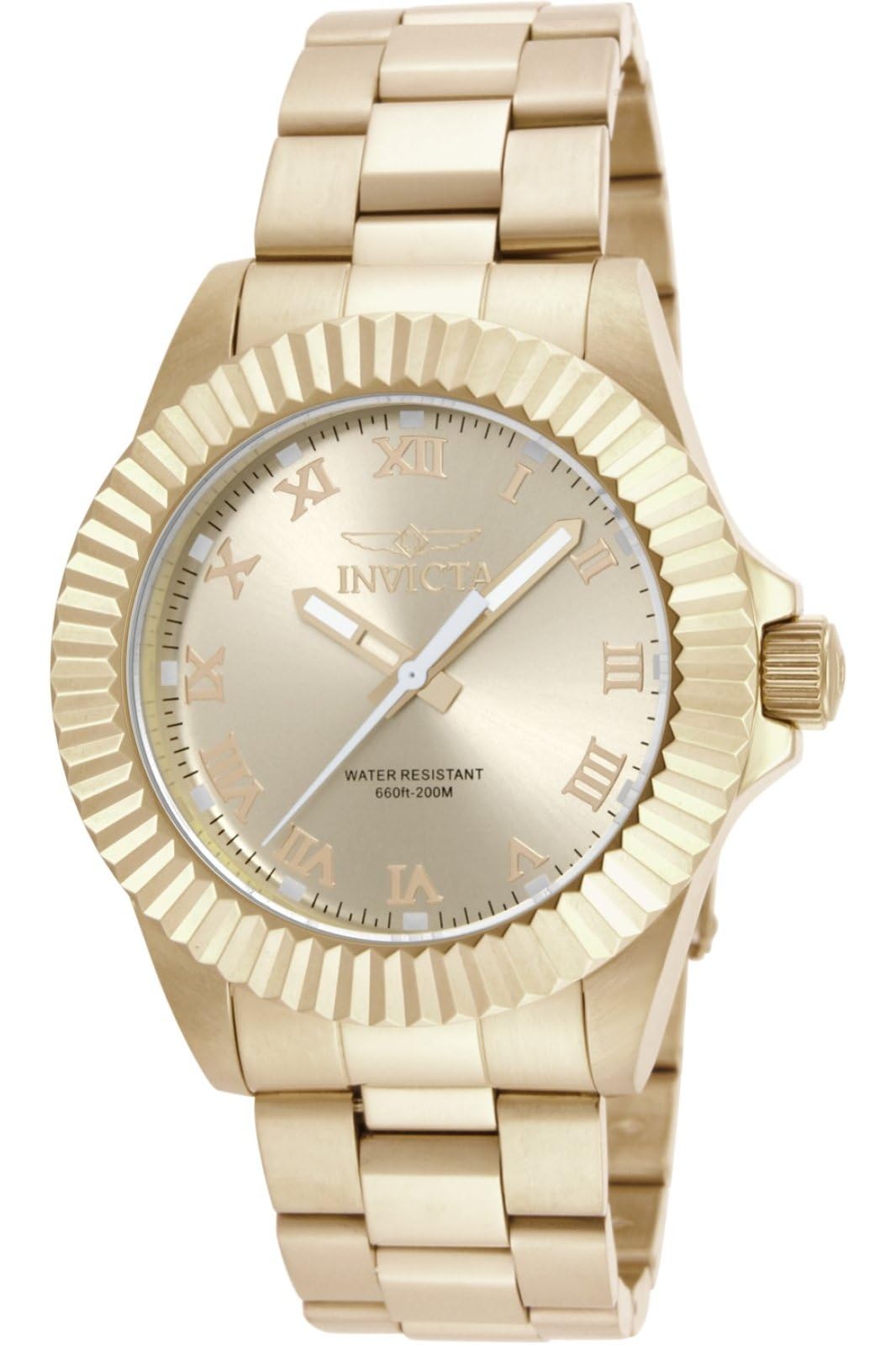 Invicta Pro Diver 16739 Men's Watch - Waterproof - Analogue - Quartz Movement - stainless steel with gold dial - 44mm