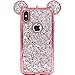 MC Fashion Super Cute Sparkle Bling Glitter 3D Mouse Ears Soft and Protective TPU Rubber Case for iPhone X/iPhone Xs (Rose Gold)
