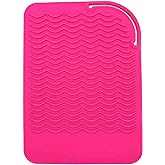 Heat Resistant Mat for Curling Iron, Flat Irons and Hair Straightener Hair Styling Tools 9" x 6.5", Food Grade Silicone, Pink