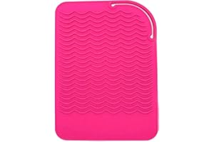 AFT90 Heat Resistant Mat for Curling Iron, Flat Irons and Hair Straightener Hair Styling Tools 9" x 6.5", Food Grade Silicone, Pink