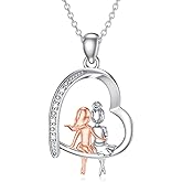 LWXIE Diamond Sister Necklace 925 Sterling Silver Heart Pendant Necklace Female Friendship Diamond Jewelry Birthday Gifts for Women Friends Daughter