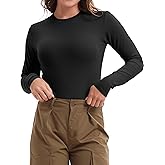 HOPLYNN 1/4 Pack Womens Long Sleeve Shirts Crew Neck Basic Compression Slim Fitted Workout Undershirts Baselayer Tops
