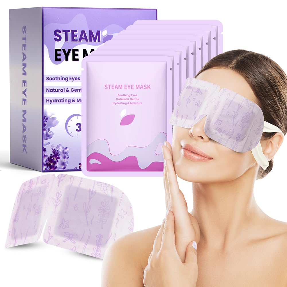 Flintronic Steam Eye Mask, 12 Packs Heated Eye Mask, Lavender Self Heating Eye Mask, Disposable Sleep Eye Mask, Moist Hot Compress Eye Patch