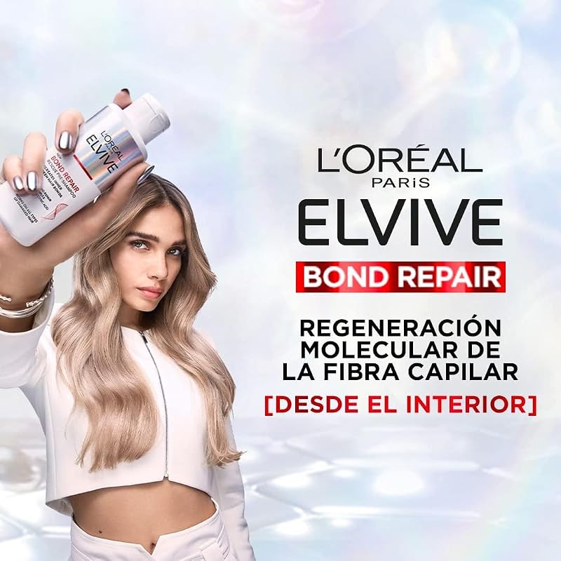 L'oréal paris elvive bond repair pré-shampoo de reconstrução torácica, shampoo, condicionador de reconstrução profunda, tratamento para reparar cabelos danificados, 98 por cento menos quebra