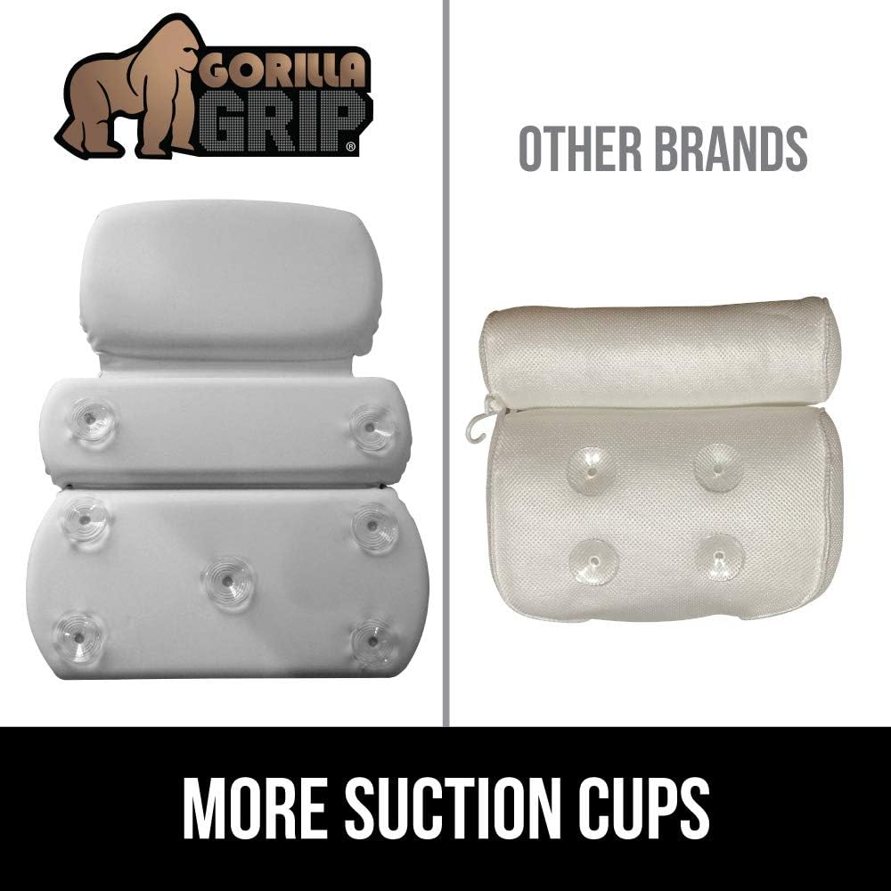 Gorilla Grip Original Spa Bath Pillow Features Powerful Gripping Technology, Comfortable, Soft, Large, 19.5 x 15, Luxury 3-Panel Design for Shoulder, Neck Support, Fits Any Size Tub, Jacuzzi, Cream: Home & Kitchen