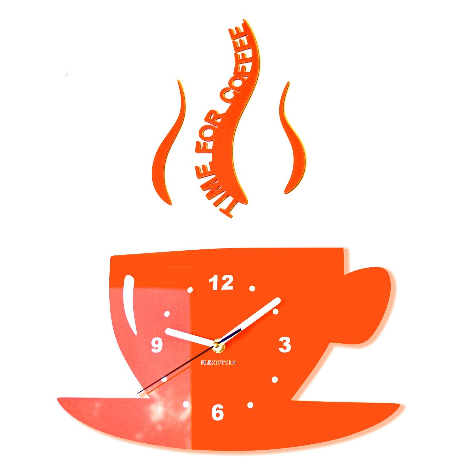FLEXISTYLE Kitchen wall clock CUP time for coffee (Orange) — image 1