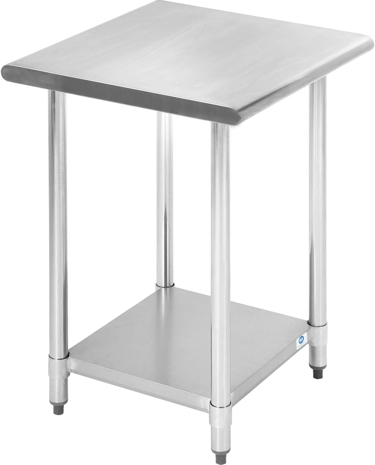 Kitchen Work Table NSF Certification Commercial Stainless Steel Prep Table W/Adjustable Foot Galvanized Base Shelf (24" x 24")