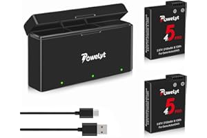 PoweLyt Osmo 360/Action 6/5 Pro/4/3 Battery 2 Packs 3.87V 2100mAh Osmo Action 5 Pro Batteries and 3 Channels Charging Station