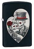 Zippo Lighter- Heart Skull Couple Black Matte