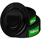 40Pcs Disposable Paper Plates Black,Including 20pcs 9" and 20pcs 7" Plates,Strong and Sturdy Disposable Plates for Party, Dinner, Holiday, Picnic,Birthday Party, Dinner Table, Wedding