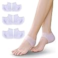 Zxfuture Gel Heel Cups (3 Pairs, FSA or HSA Eligible) - Great for Heel Pain, Moisturizing Relief for Heal Dry Cracked Heels, Achilles Tendinitis, and Medical Grade Silicone - Protective Insert Sleeve.