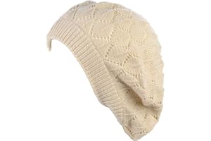 BE YOUR OWN STYLE BYOS Chic Soft Knit Airy Cutout Lightweight Slouchy Crochet Beret Beanie Hat