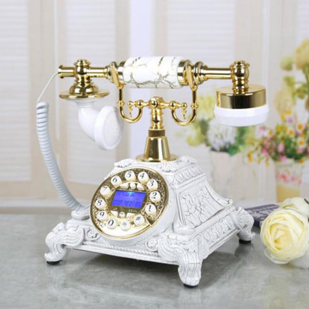 Wddwarmhome Living room Retro telephones home bedroom creative fixed telephone fashion screen backlit machine - white