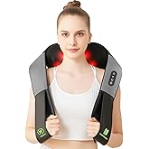 Cordless Shiatsu Neck and Shoulder Massager, Back Massager with Heat,Massage Deeper Tissue 4D Kneading Massage for Shoulder, Neck and Back, Use at Home, Office, Car - Gifts for Fathers Day Dad Gift