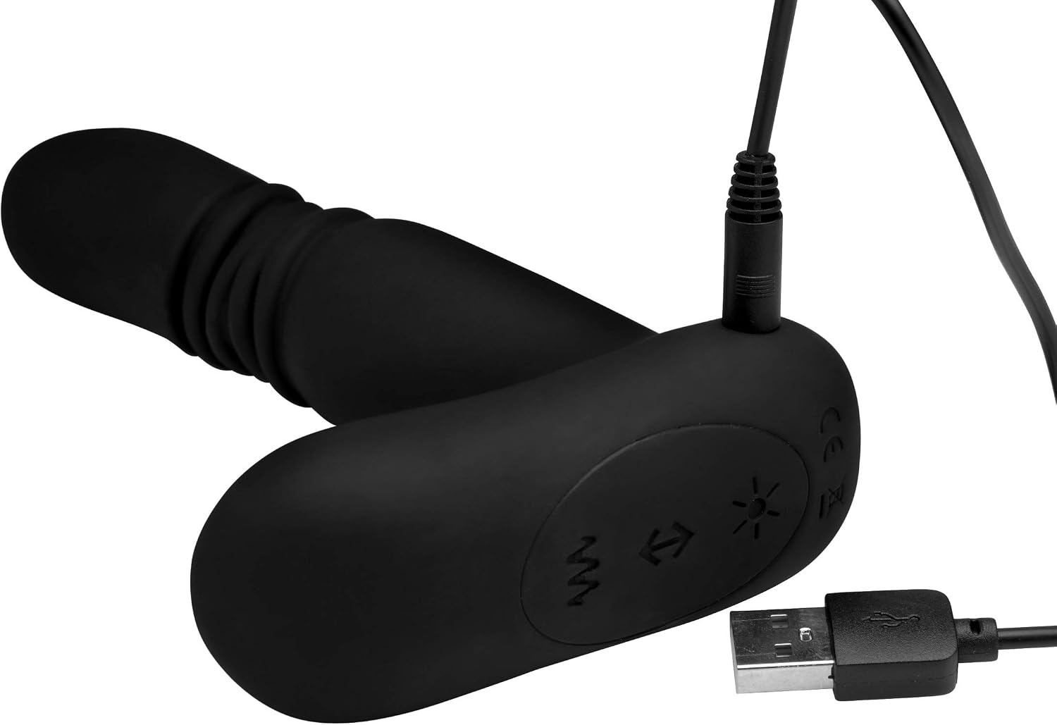 Silicone Thrusting Anal Plug with Remote Control, Black - Image 5