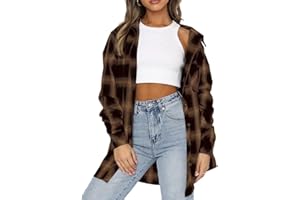Lacozy Womens Buffalo Plaid Flannel Shirt Long Sleeve Collar Button Down Blouses Tops